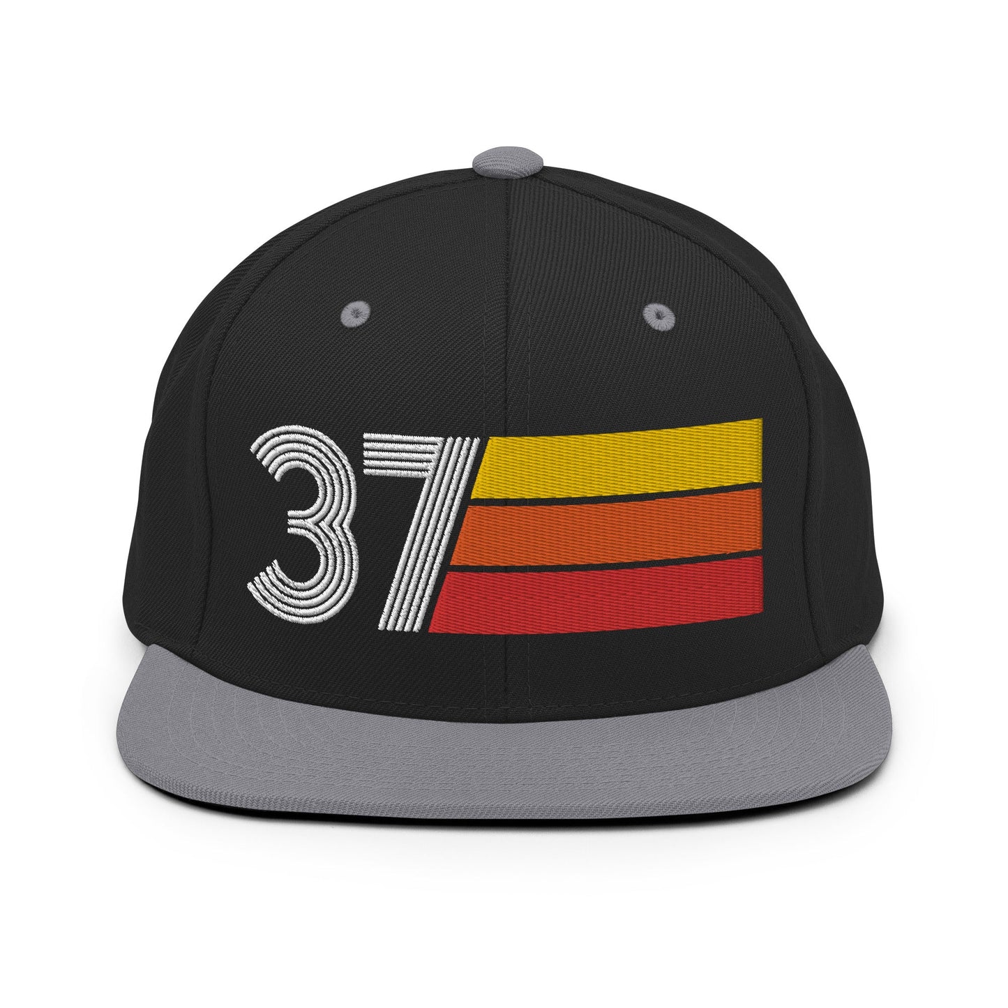 37 - Number Thirty Seven Retro Tri Line Snapback Hat - Styleuniversal