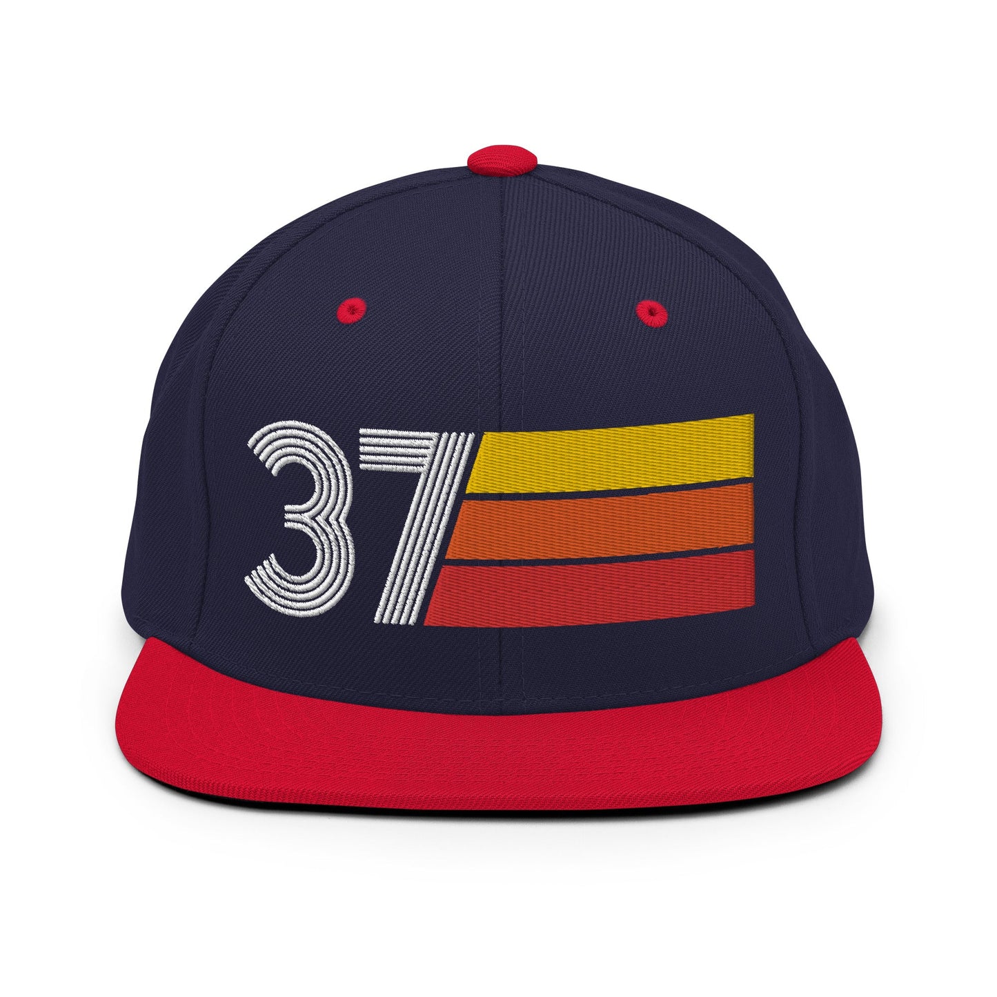 37 - Number Thirty Seven Retro Tri Line Snapback Hat - Styleuniversal