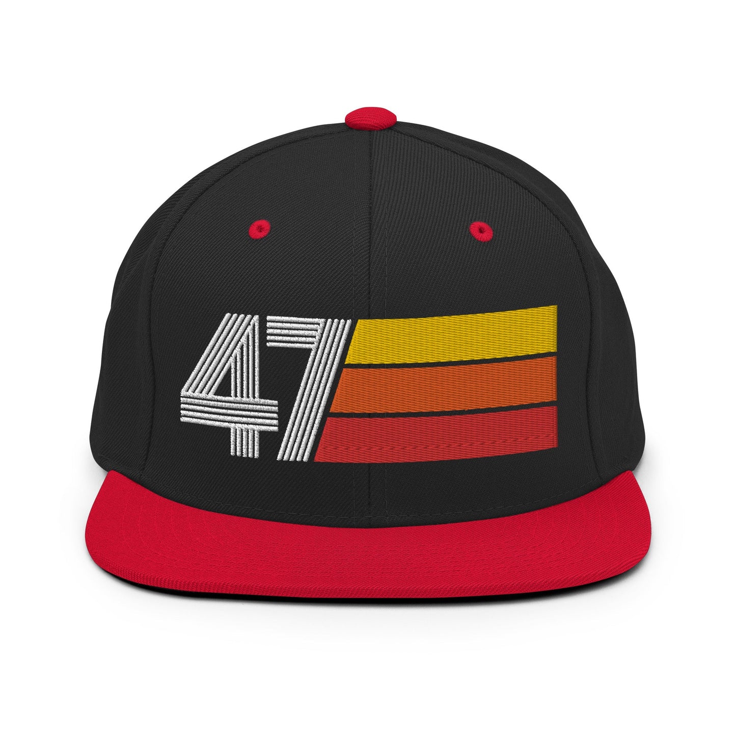 47 - Number Forty Seven Retro Tri-Line Snapback Hat - Styleuniversal