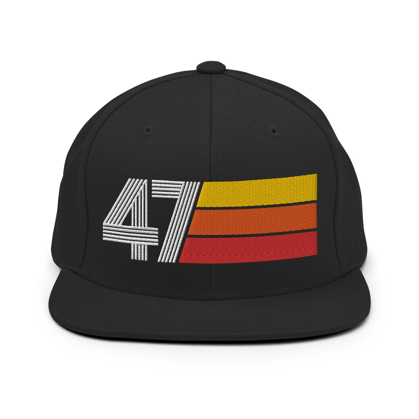 47 - Number Forty Seven Retro Tri-Line Snapback Hat - Styleuniversal