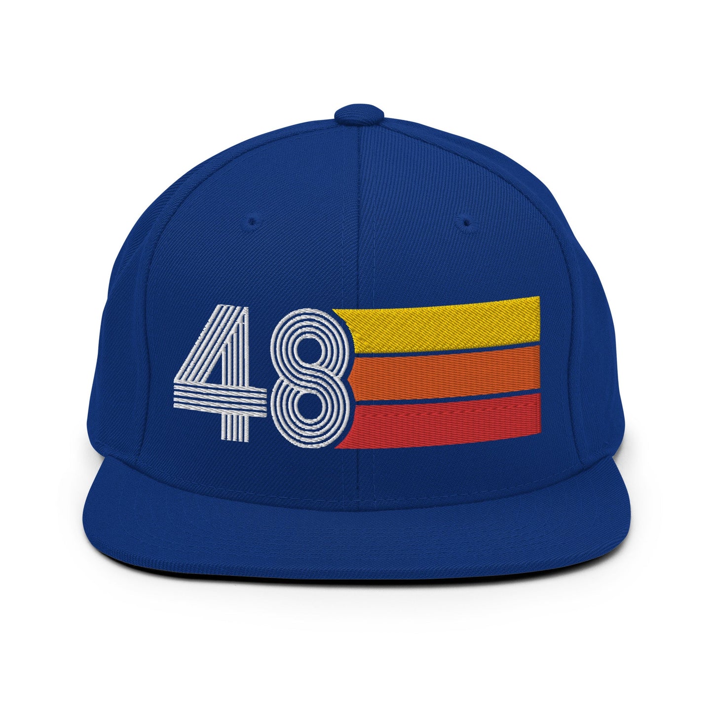 48 - Number Forty Eight Retro Tri-Line Snapback Hat - Styleuniversal
