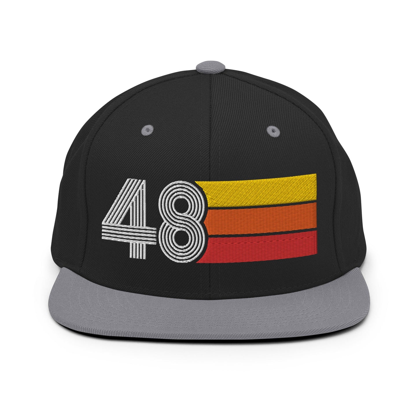 48 - Number Forty Eight Retro Tri-Line Snapback Hat - Styleuniversal