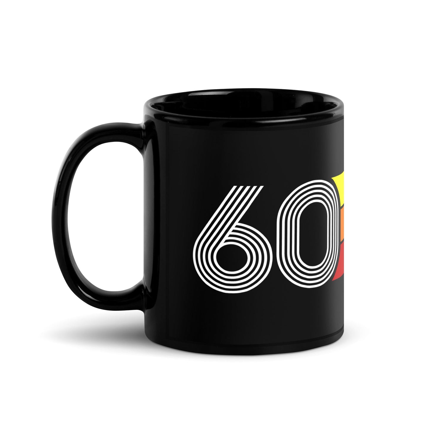 60 - 1960 Retro Tri-line 11oz Black Glossy Mug - Styleuniversal