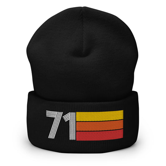 71 - 1971 Retro Tri-Line Cuffed Beanie - Styleuniversal