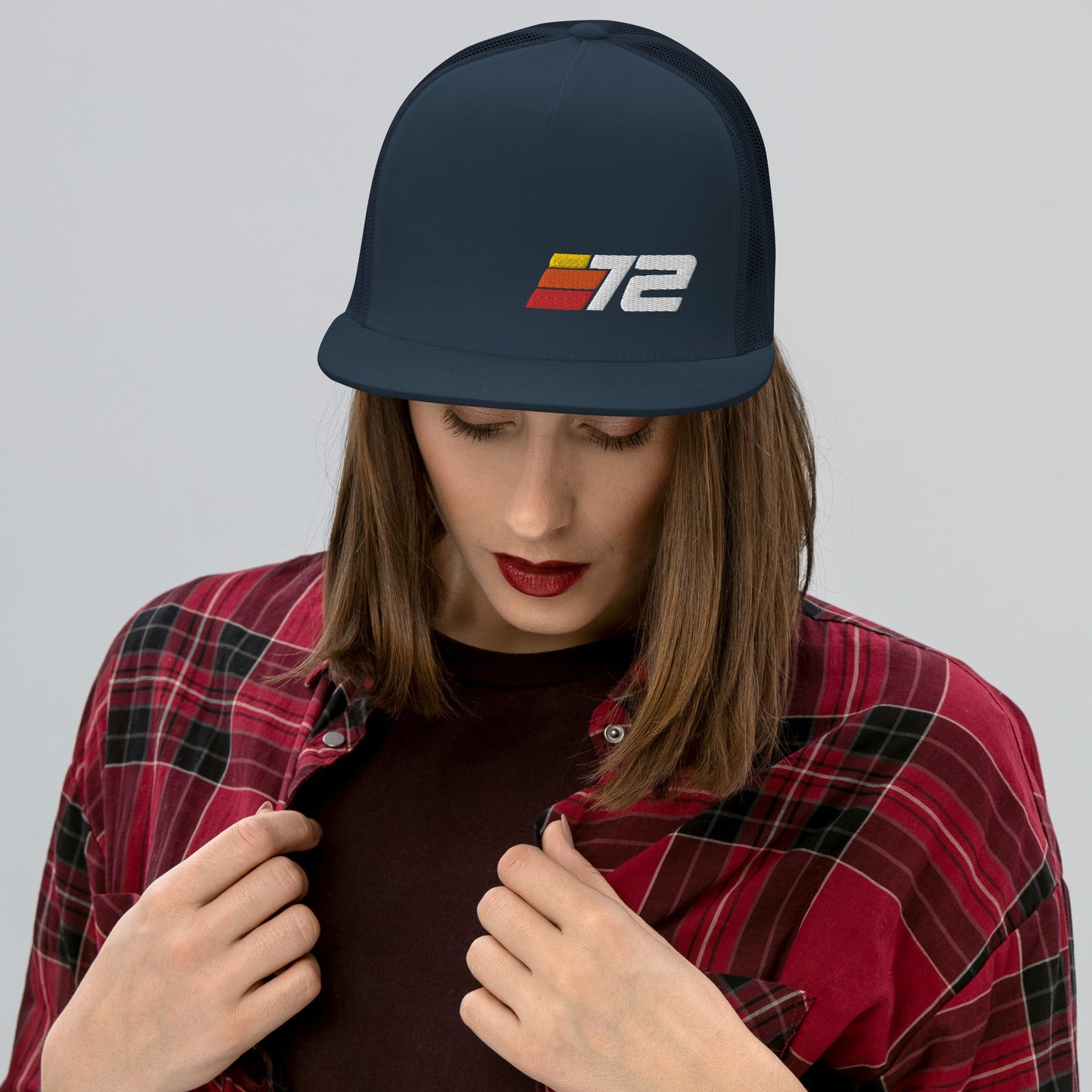 72 - Retro Sport Flat Bill Trucker Cap - Styleuniversal