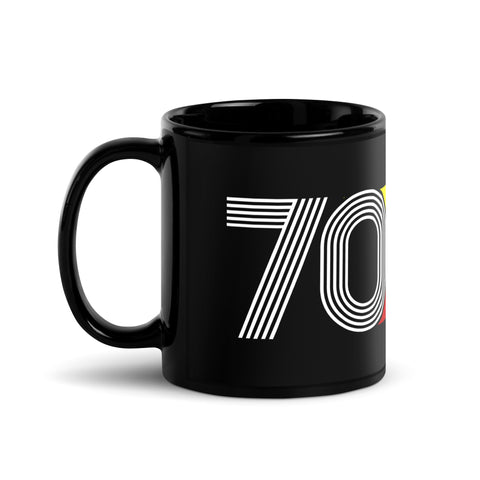 70 - 1970 Retro Tri-Line 11oz Black Glossy Mug