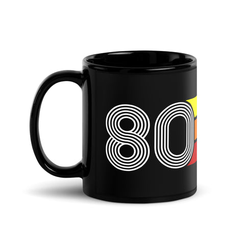 80 - 1980 Retro Tri-Line 11oz Black Glossy Mug