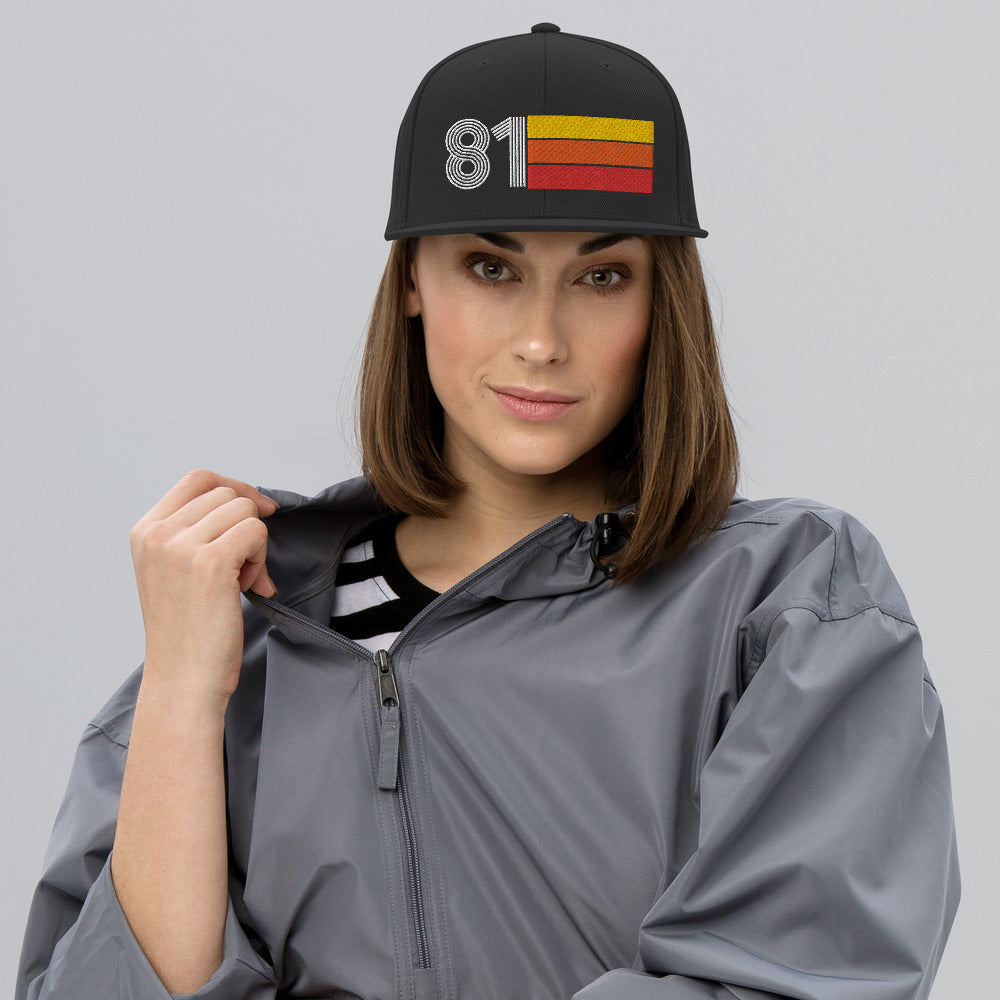 81 - 1981 Retro Tri-Line Snapback Hat