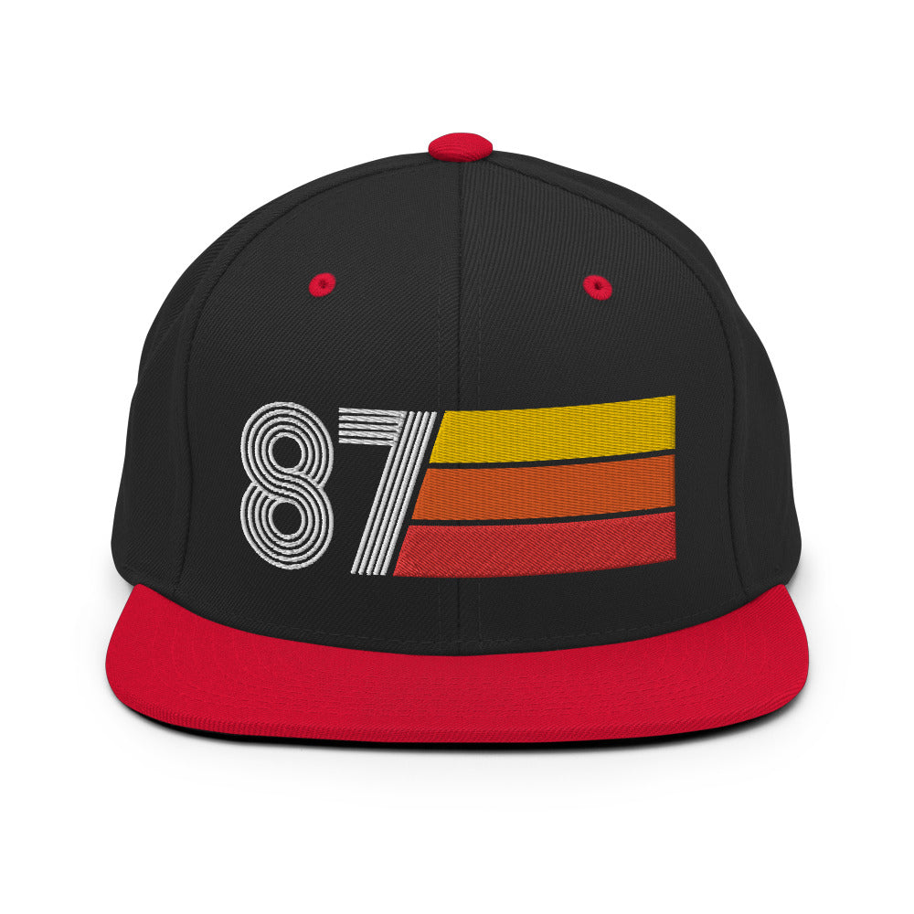 87 - 1987 Retro Tri-Line Snapback Hat