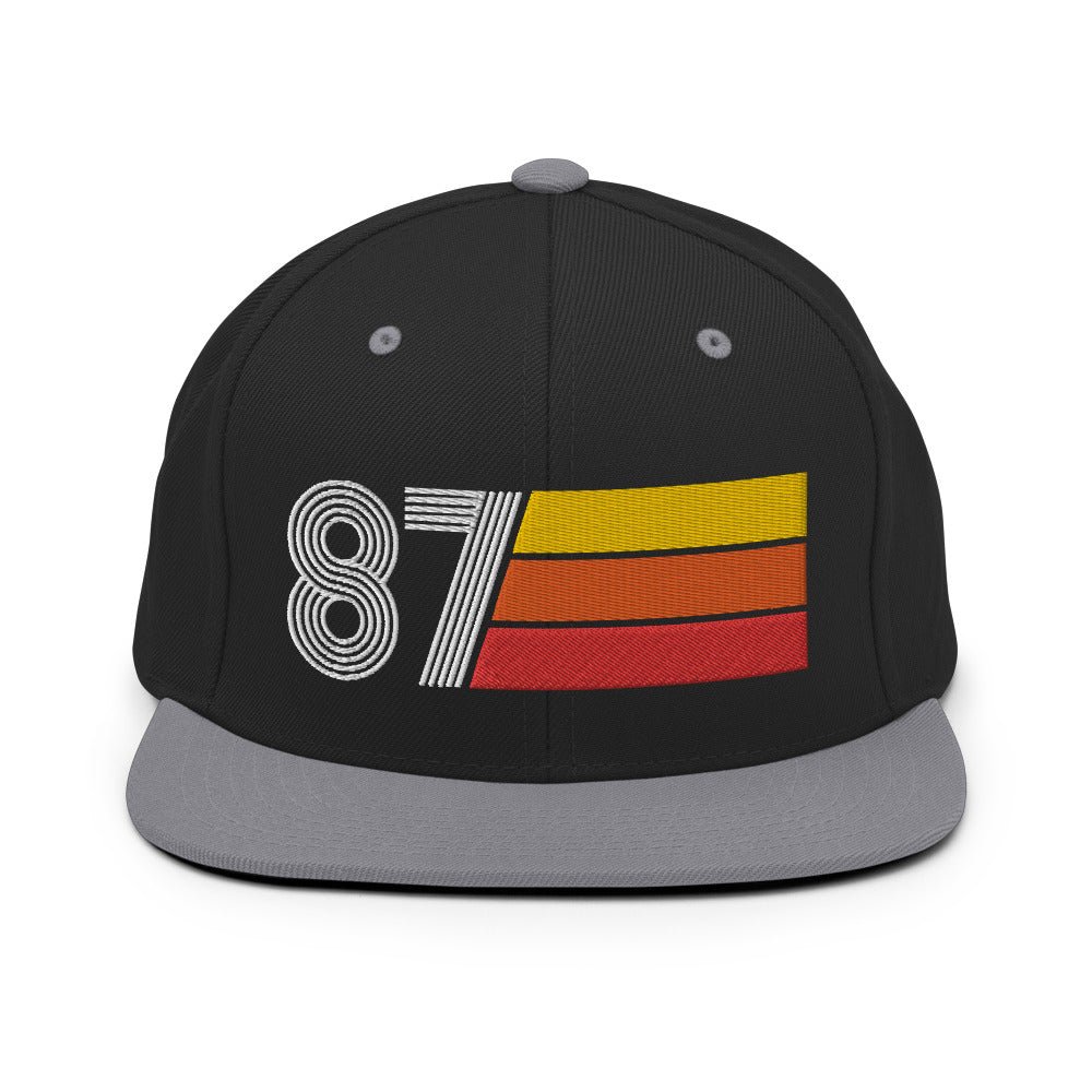 87 - 1987 Retro Tri-Line Snapback Hat
