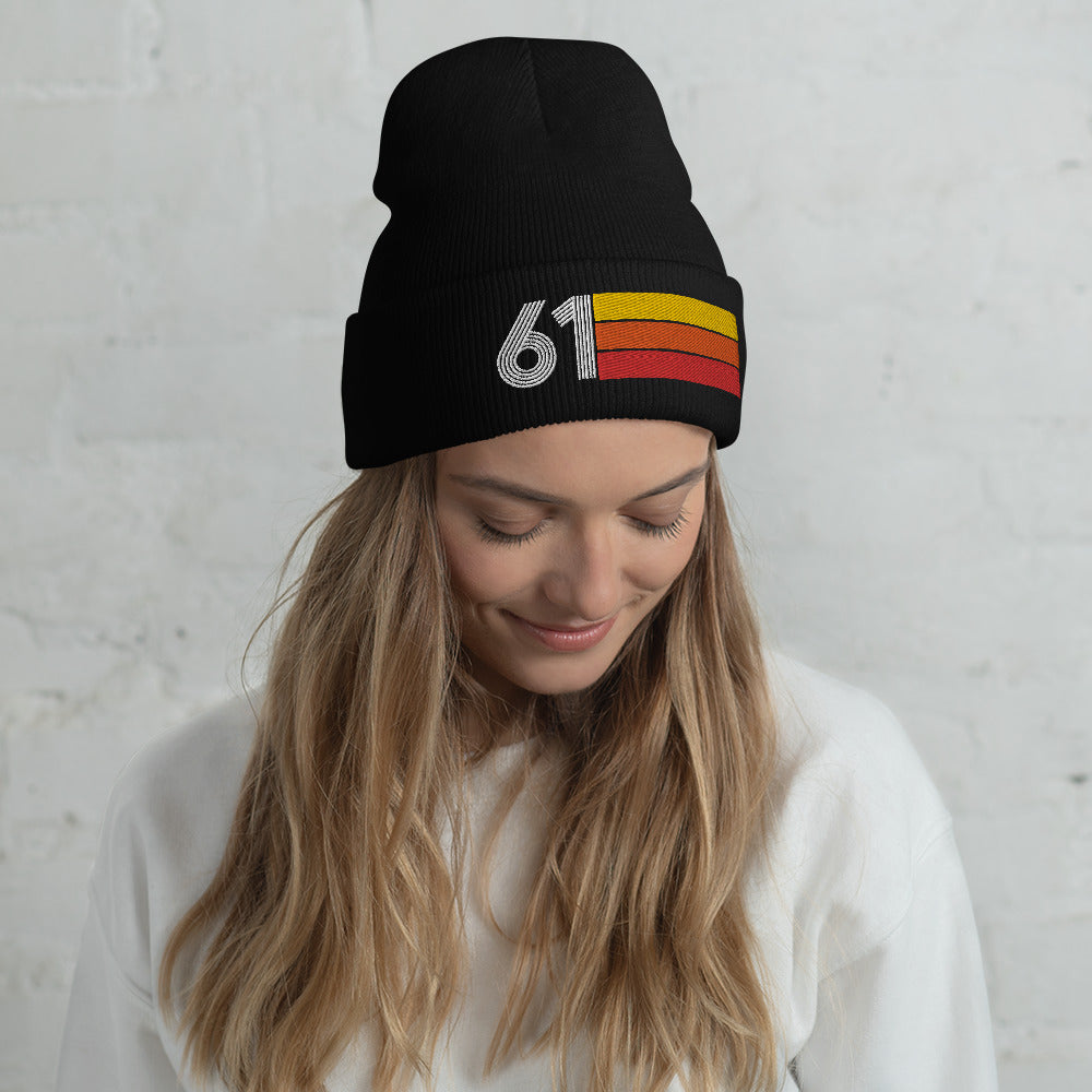 61 - 1961 Retro Tri-Line Cuffed Beanie
