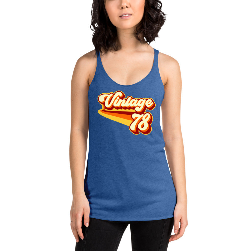 Vintage 1978 Warm Retro Lines Women's Racerback Tank