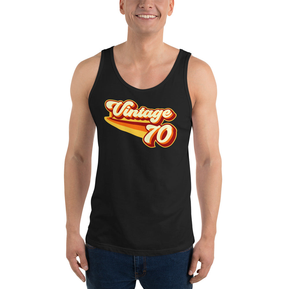 Vintage 1970 Warm Retro Lines Unisex Tank Top