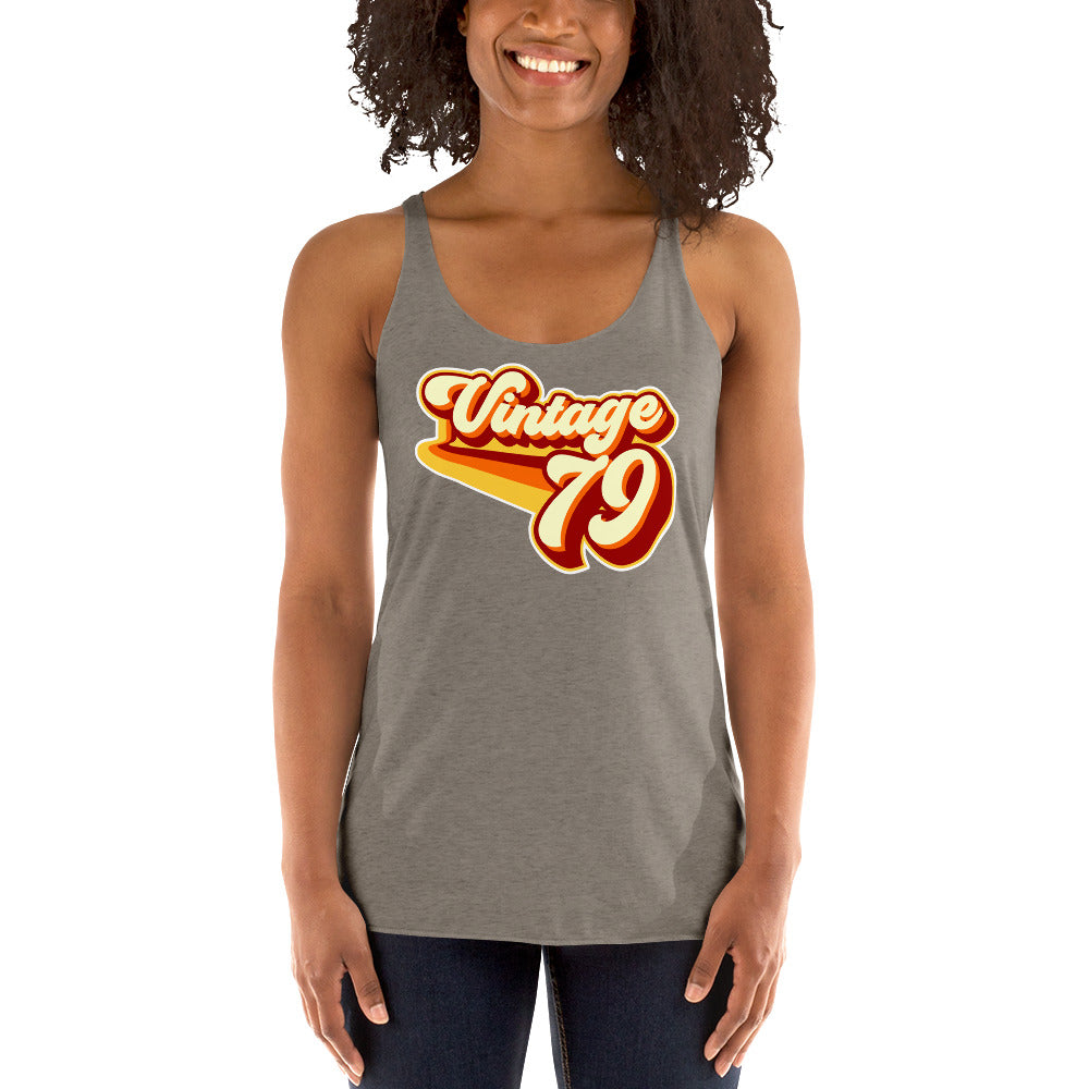 Vintage 1979 Warm Retro Lines Women's Racerback Tank