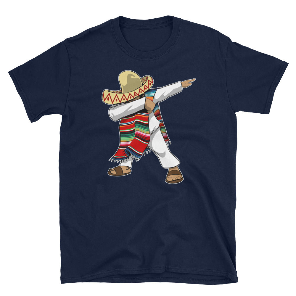 Mexican Poncho Sombrero Dabbing Latino Pride Hispanic Short-Sleeve Men's Women's Unisex T-Shirt
