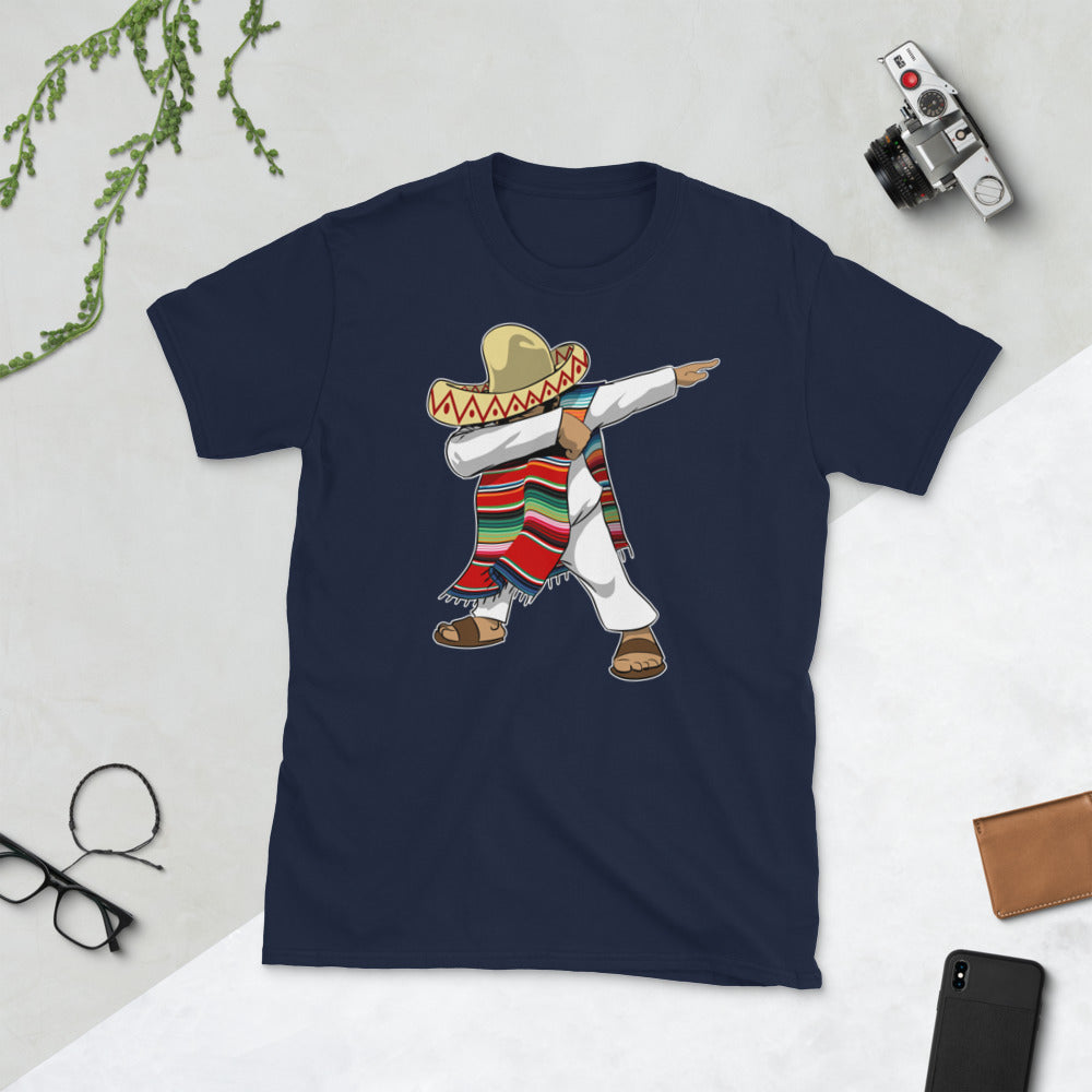 Mexican Poncho Sombrero Dabbing Short-Sleeve Unisex T-Shirt