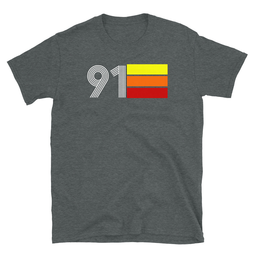 91 - RETRO TRI-LINE MEN'S WOMEN'S SHORT-SLEEVE UNISEX T-SHIRT
