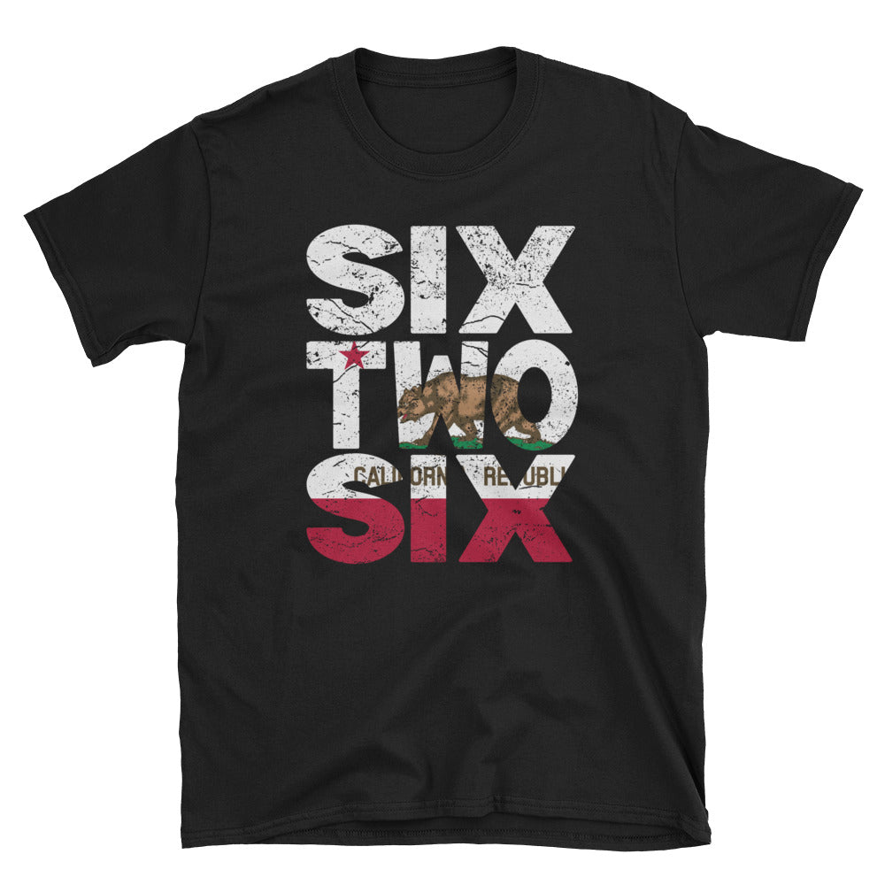 626 Area Code California Republic Flag Short-Sleeve Unisex T-Shirt - Styleuniversal
