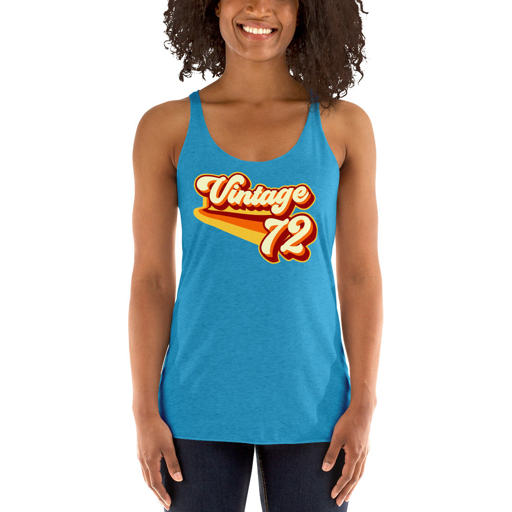 Vintage 1972 Warm Retro Lines Women's Racerback Tank