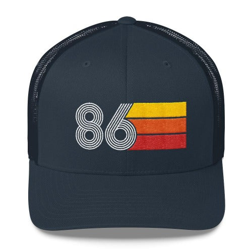 Vintage 1986 Birthday Hat Trucker Cap number 86 retro