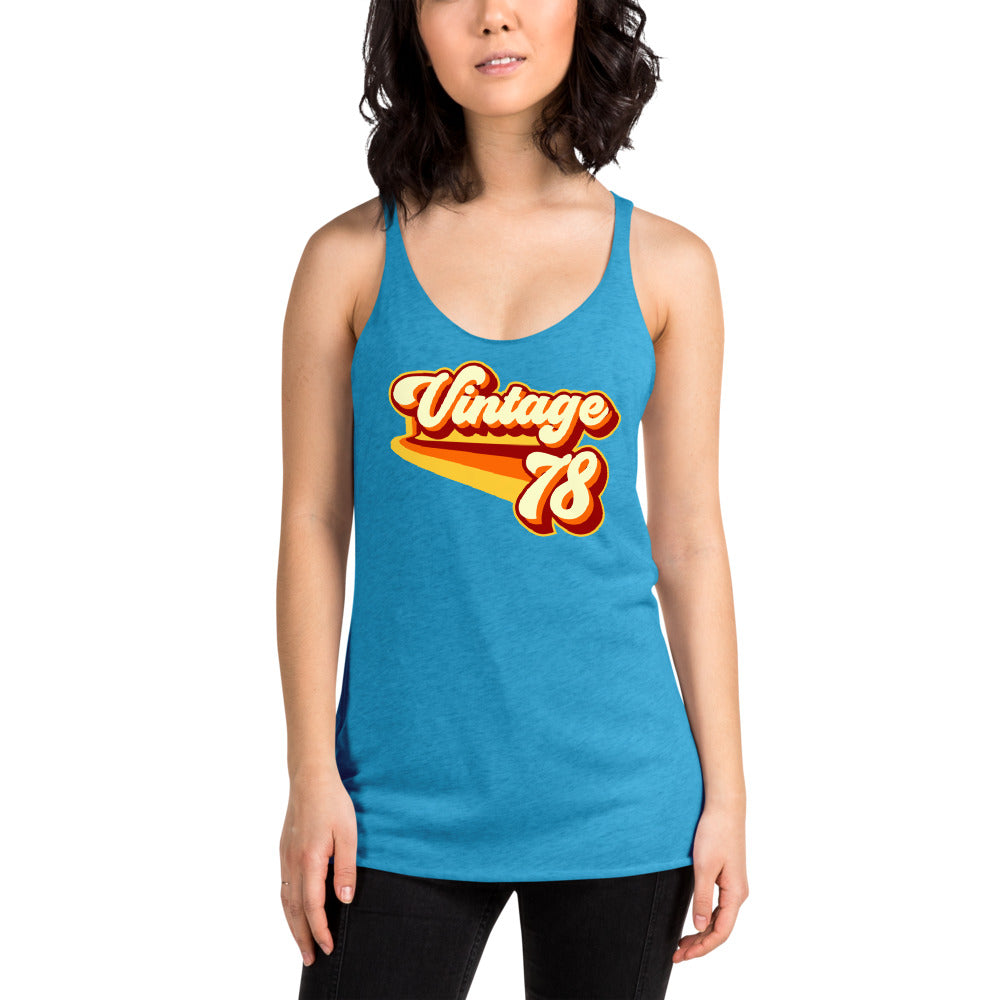 Vintage 1978 Warm Retro Lines Women's Racerback Tank