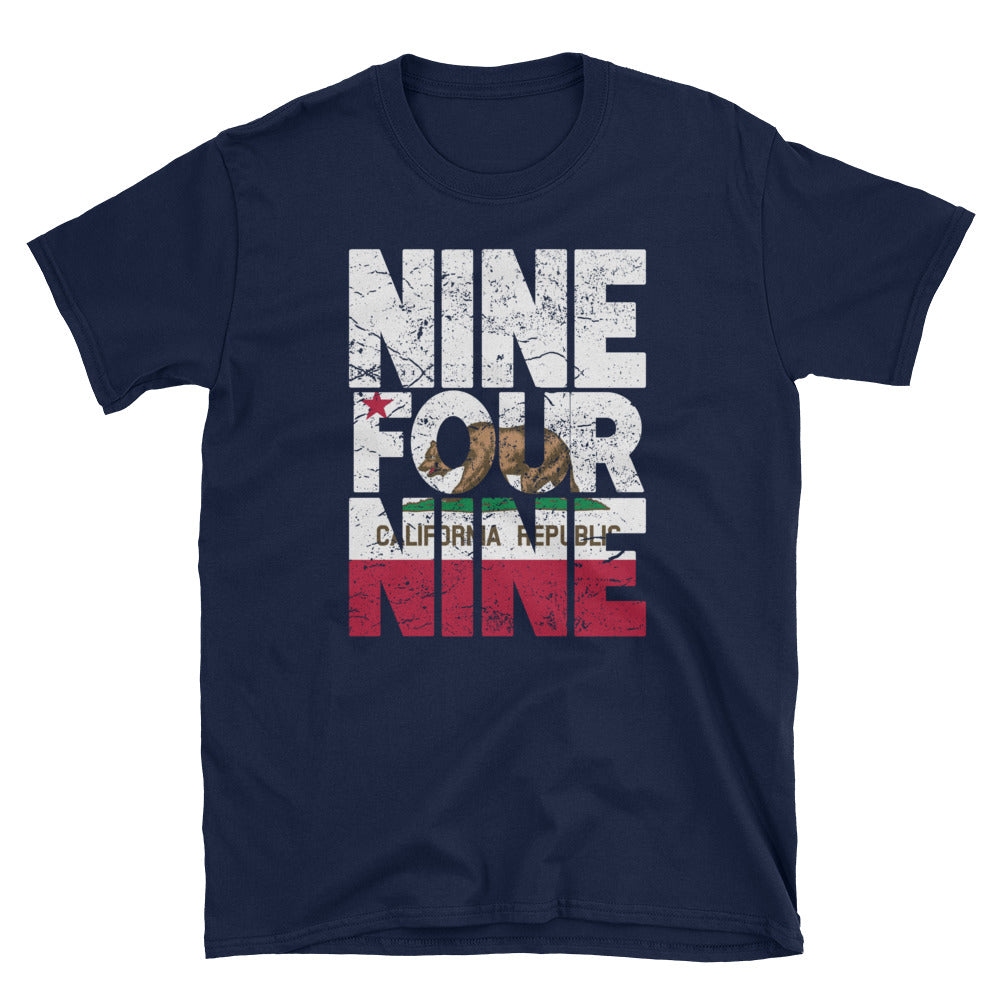 949 Area Code California Republic Flag Short-Sleeve Unisex T-Shirt - Styleuniversal
