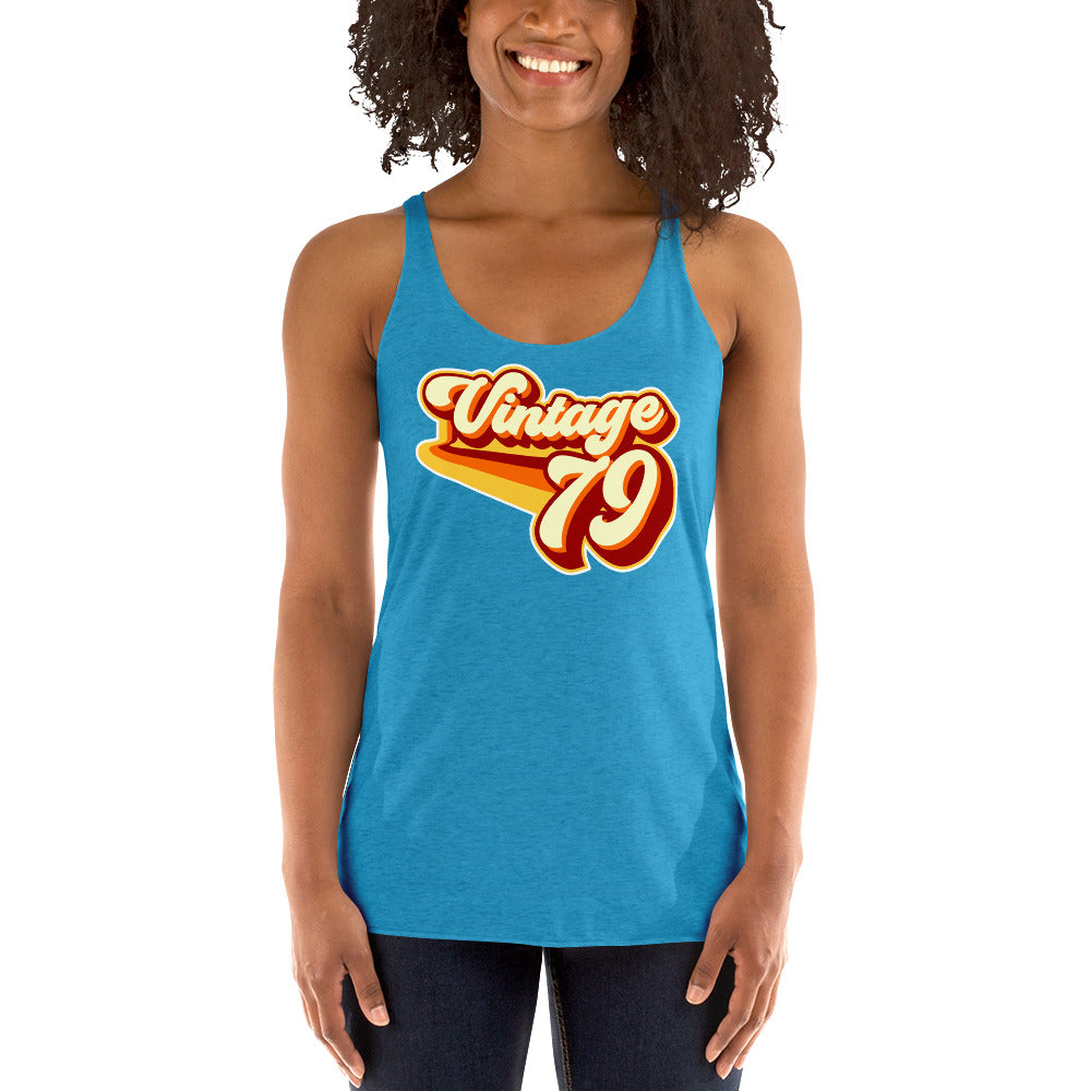 Vintage 1979 Warm Retro Lines Women's Racerback Tank
