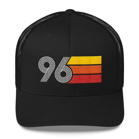 Vintage 1996 Hat number 96 Retro Trucker Cap decoration black