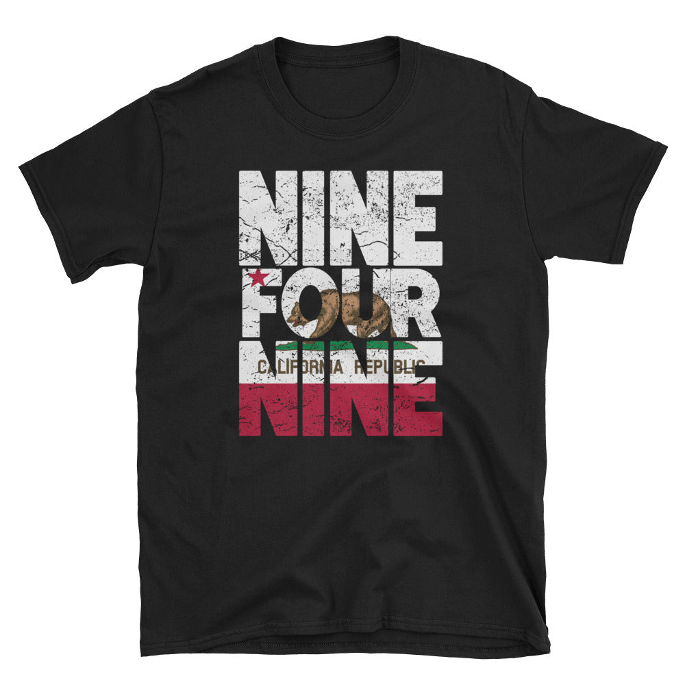 949 Area Code California Republic Flag Short-Sleeve Unisex T-Shirt - Styleuniversal