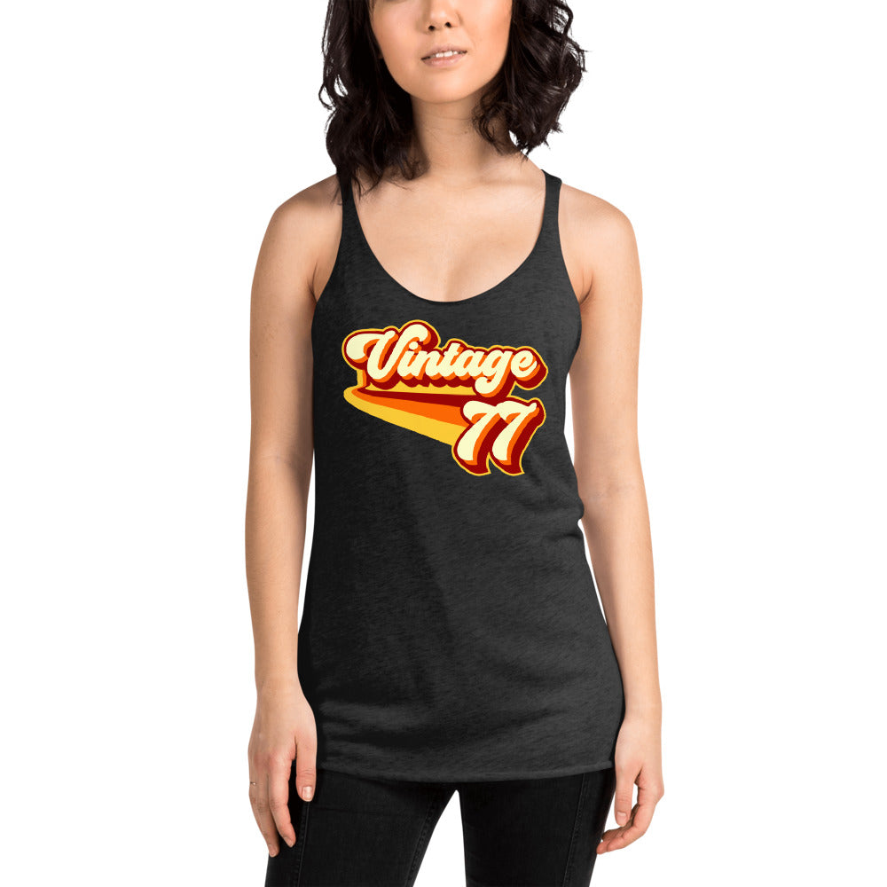 Vintage 1977 Warm Retro Lines Women's Racerback Tank