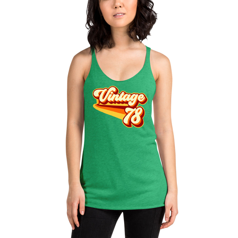 Vintage 1978 Warm Retro Lines Women's Racerback Tank