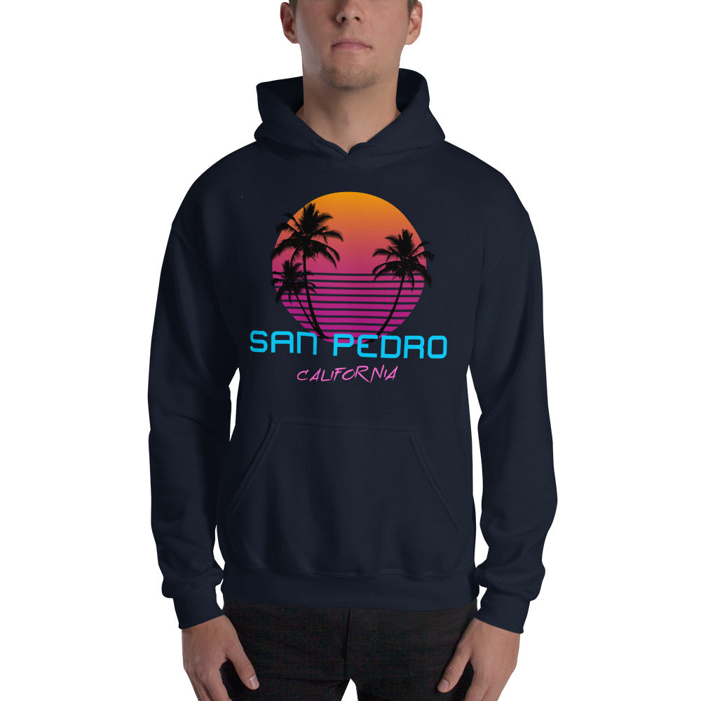 San Pedro California Retro 80's Hooded Sweatshirt - Styleuniversal