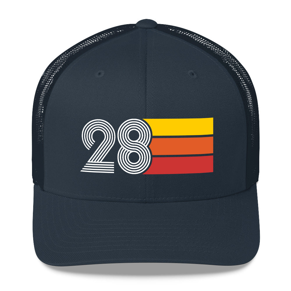 28 Number 28th Birthday Retro Men's Women's Trucker Hat