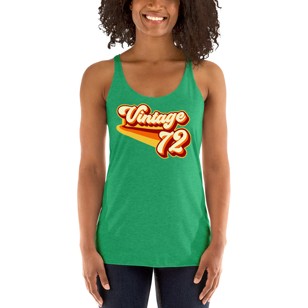 Vintage 1972 Warm Retro Lines Women's Racerback Tank