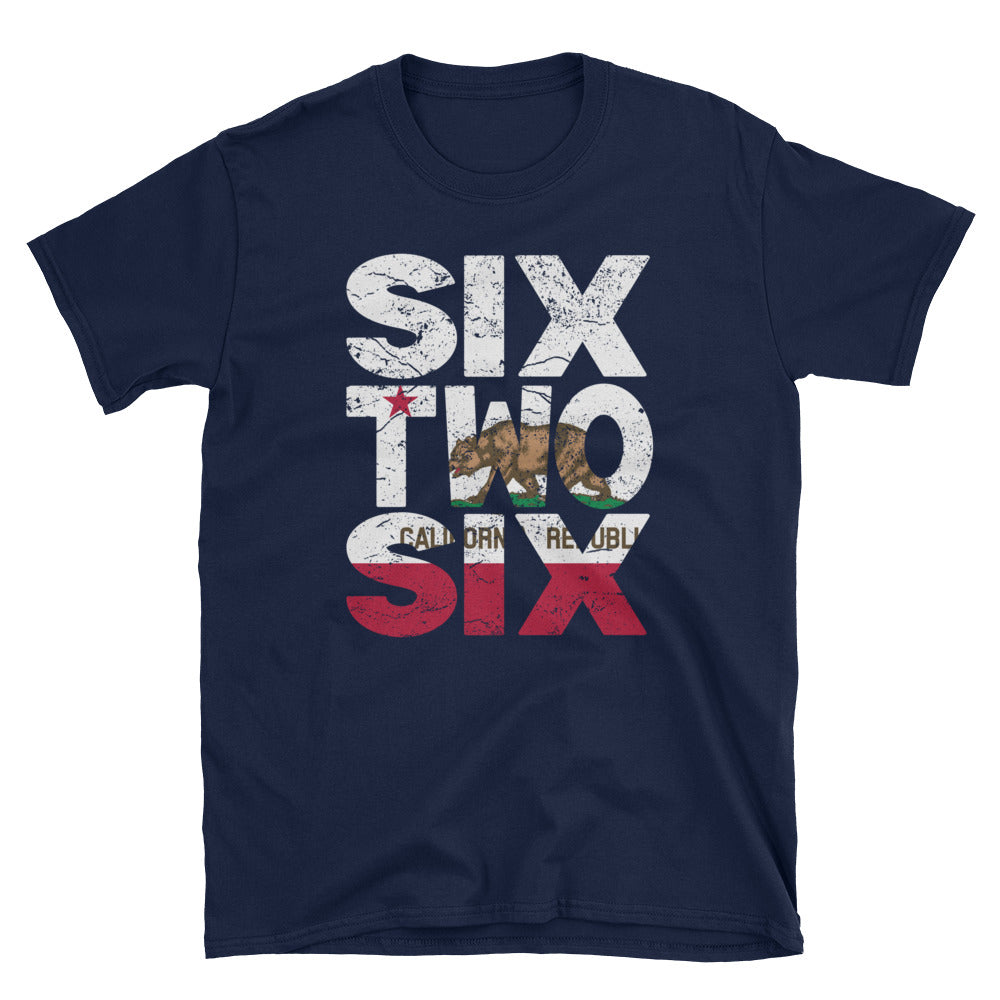 626 Area Code California Republic Flag Short-Sleeve Unisex T-Shirt - Styleuniversal