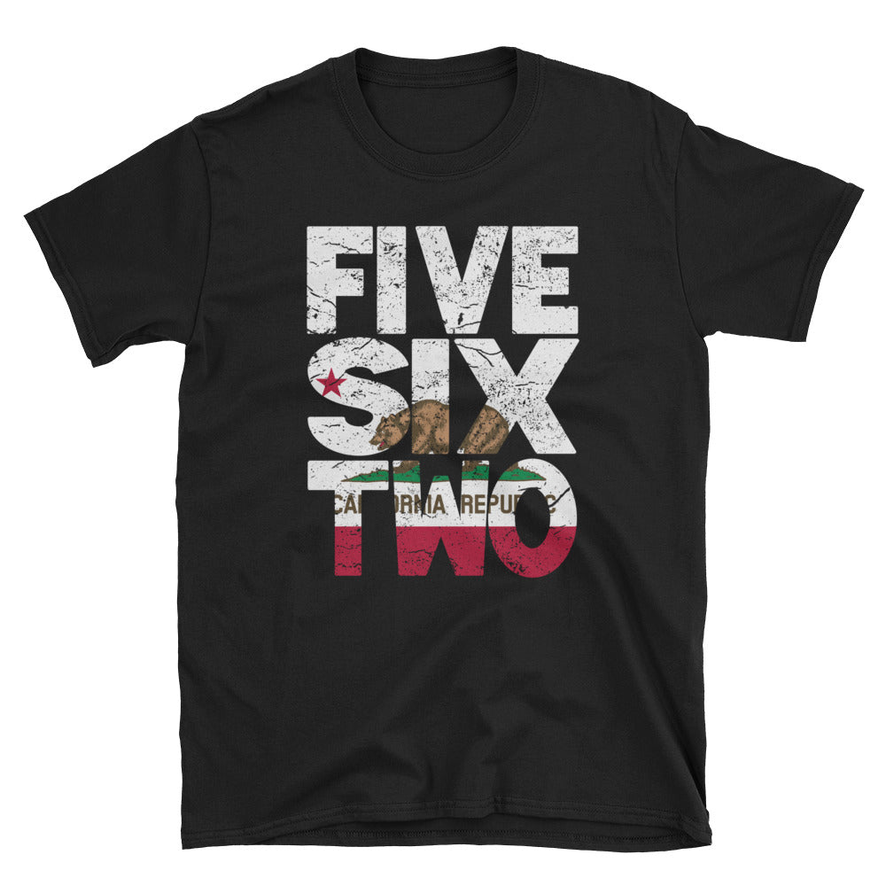 562 Area Code California Republic Flag Short-Sleeve Unisex T-Shirt - Styleuniversal