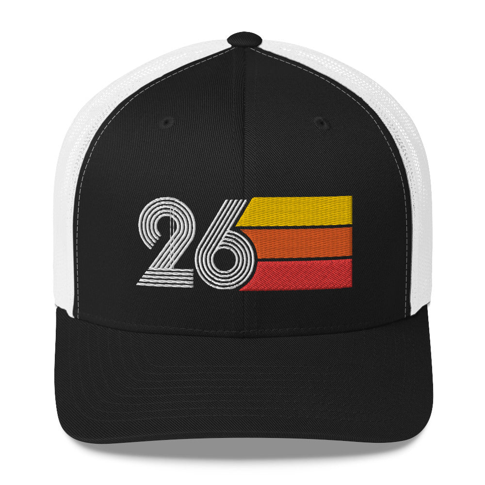 26 Number 26th Birthday Retro Men's Women's Trucker Hat