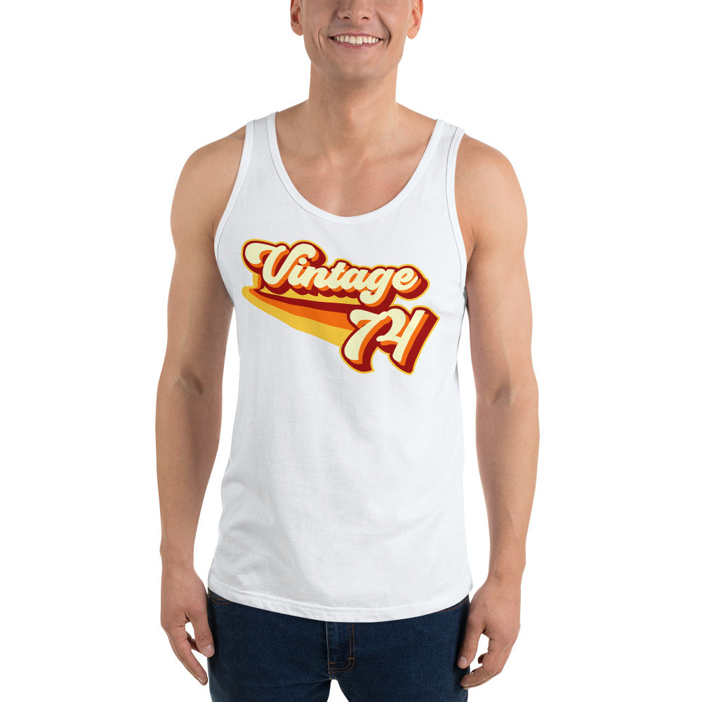 Vintage 1974 Warm Retro Lines Unisex Tank Top