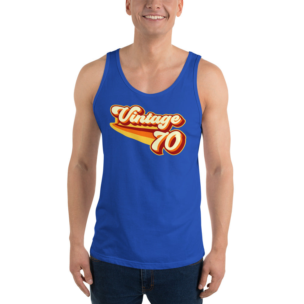 Vintage 1970 Warm Retro Lines Unisex Tank Top