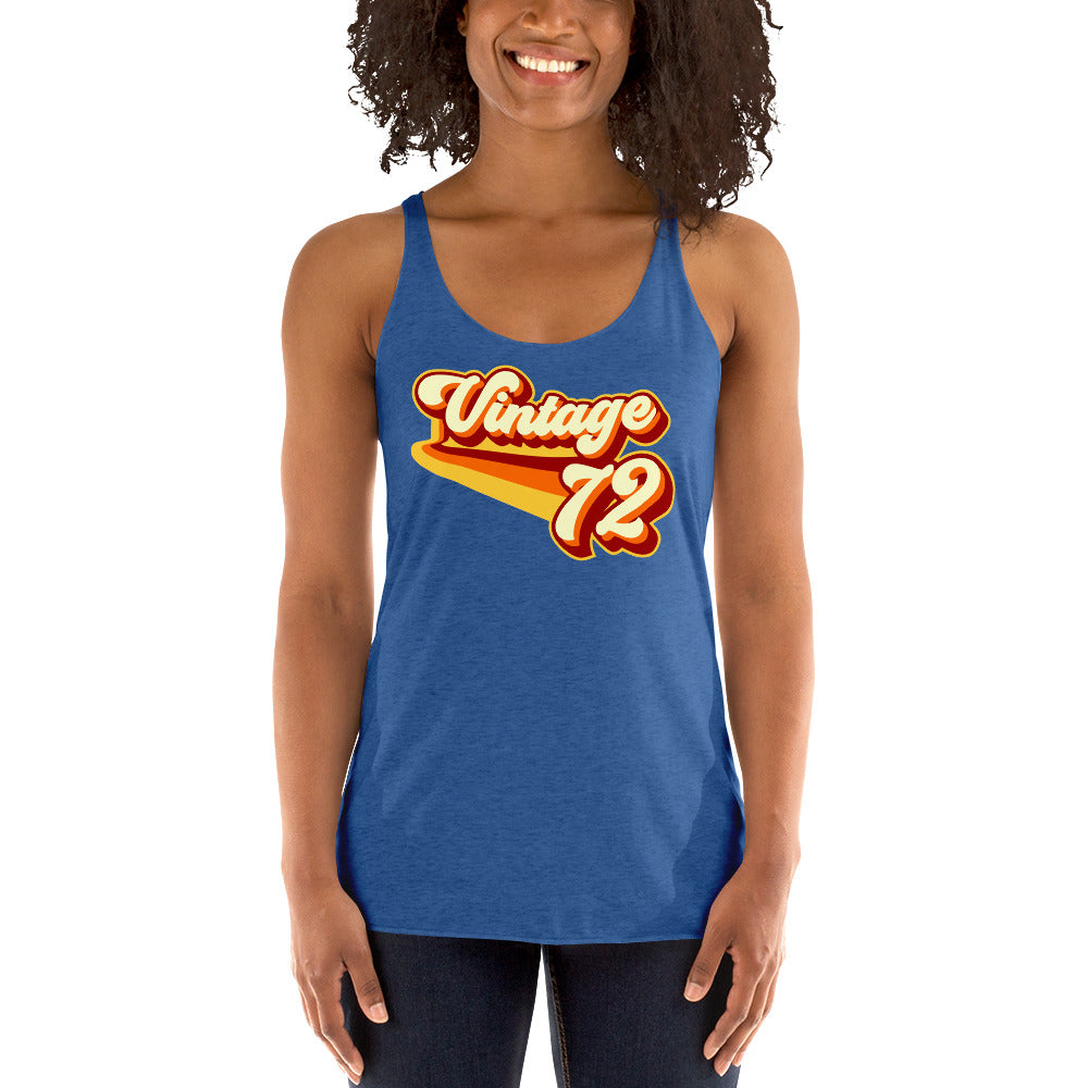 Vintage 1972 Warm Retro Lines Women's Racerback Tank