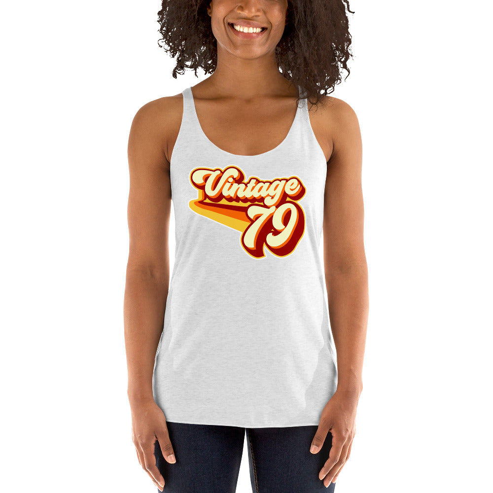 Vintage 1979 Warm Retro Lines Women's Racerback Tank