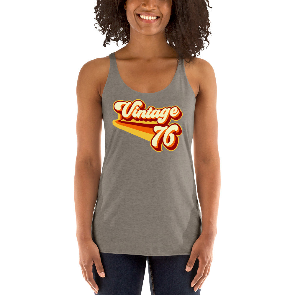 Vintage 1976 Warm Retro Lines Women's Racerback Tank