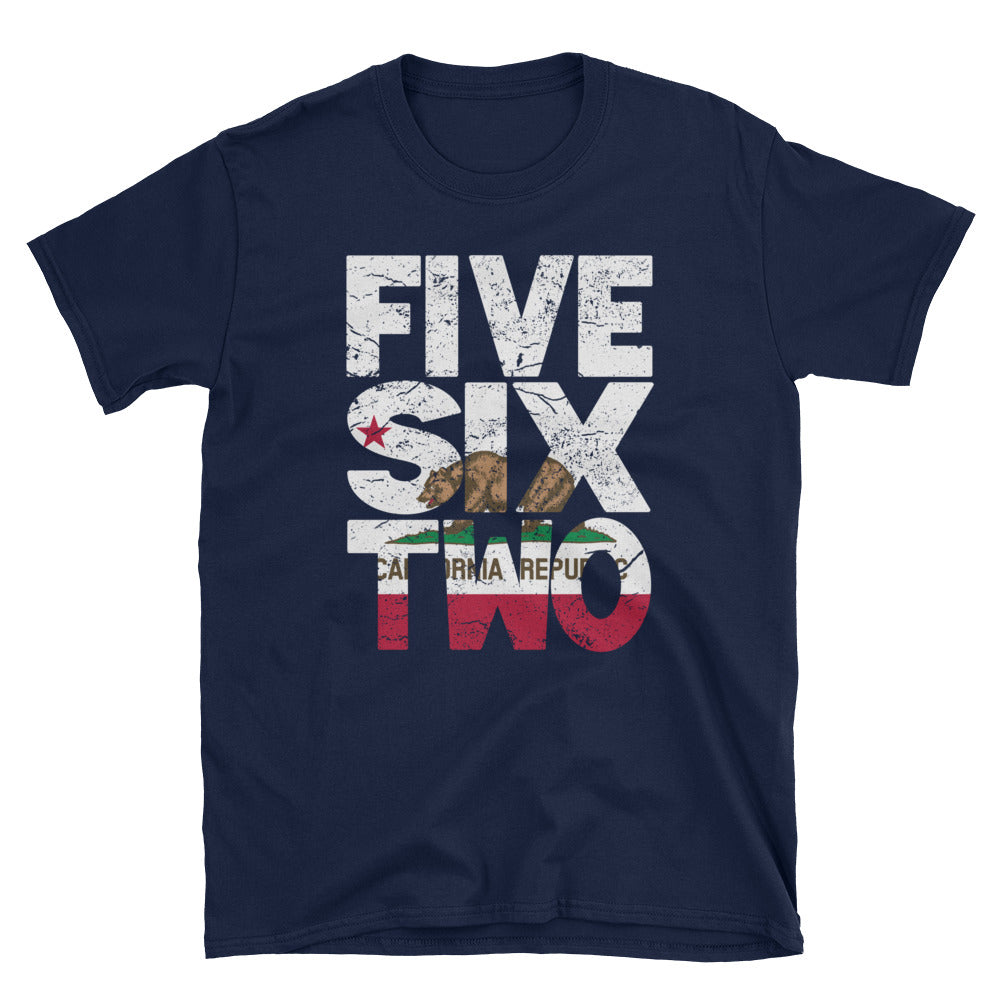 562 Area Code California Republic Flag Short-Sleeve Unisex T-Shirt - Styleuniversal