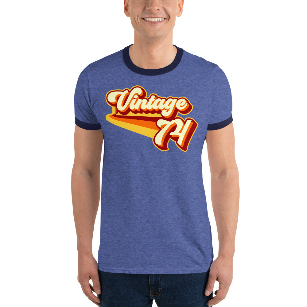 Vintage 1974 Warm Retro Lines Ringer T-Shirt