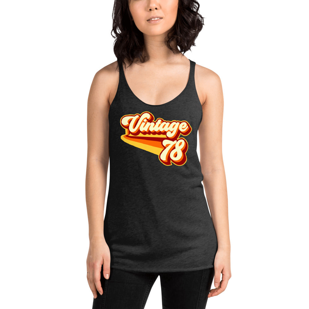 Vintage 1978 Warm Retro Lines Women's Racerback Tank