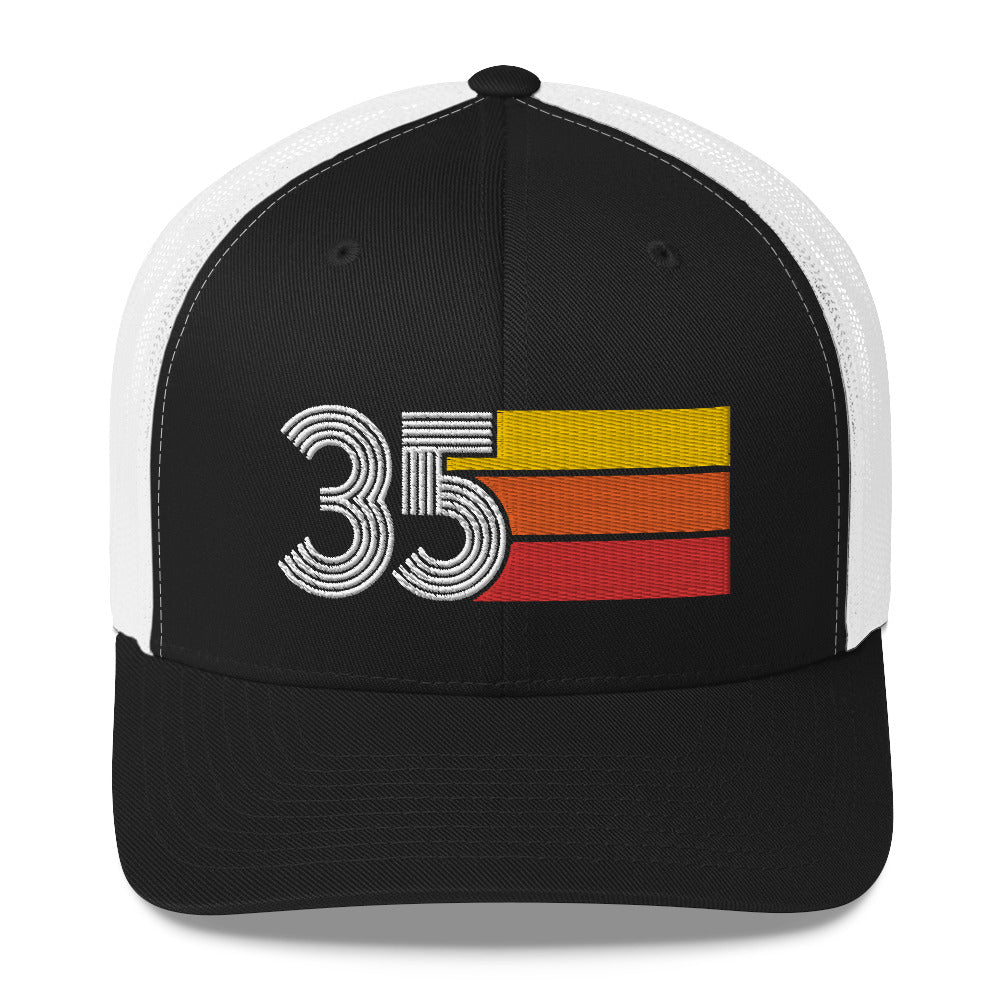 35 Number 35th Birthday Retro Men's Women's Trucker Hat