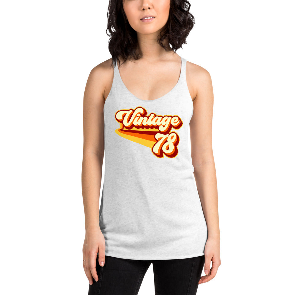 Vintage 1978 Warm Retro Lines Women's Racerback Tank