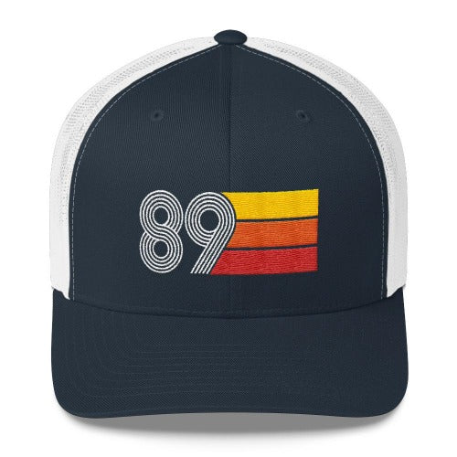 Vintage 1989 Birthday Hat Trucker Cap number 89 retro
