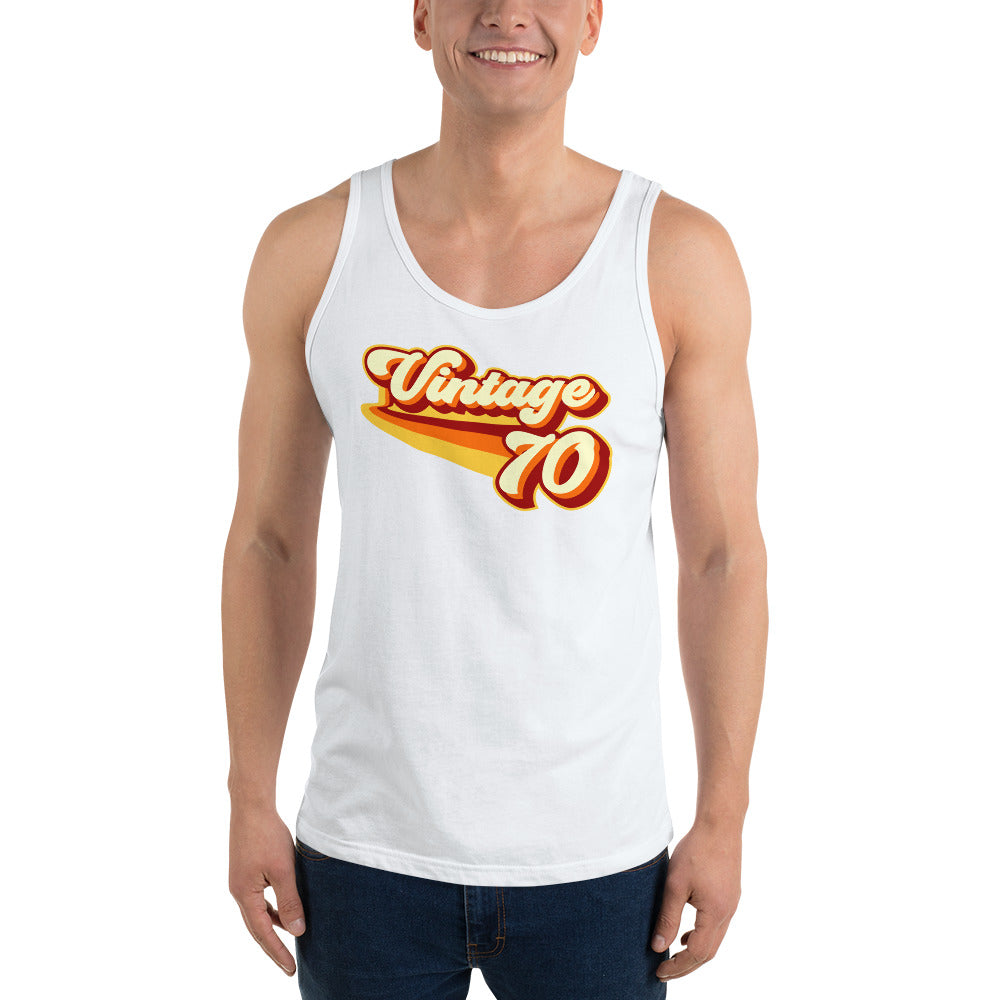 Vintage 1970 Warm Retro Lines Unisex Tank Top