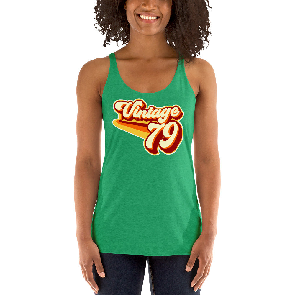 Vintage 1979 Warm Retro Lines Women's Racerback Tank
